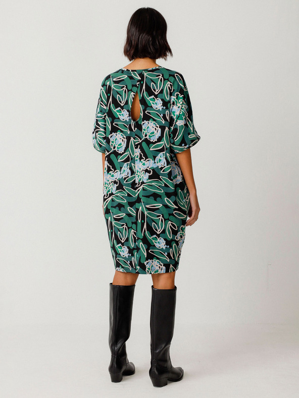 SKFK Zelené dámske kvetinové šaty SKFK Vestido Geaxi