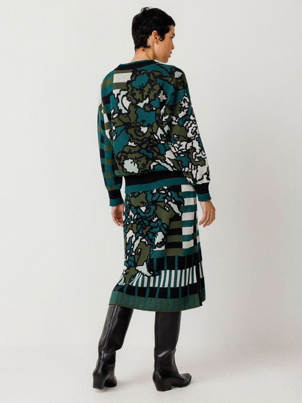 SKFK SKFK Suéter Larhun Zelený dámsky kvetinový sveter