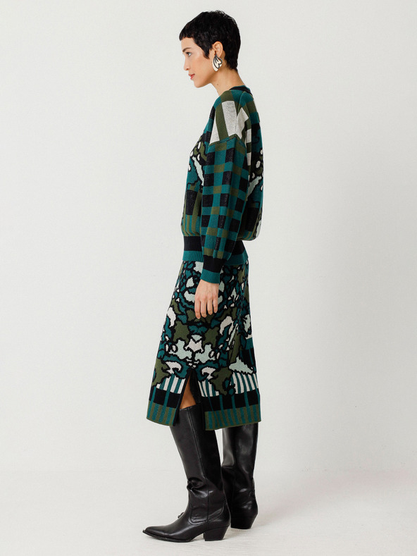 SKFK SKFK Suéter Larhun Zelený dámsky kvetinový sveter