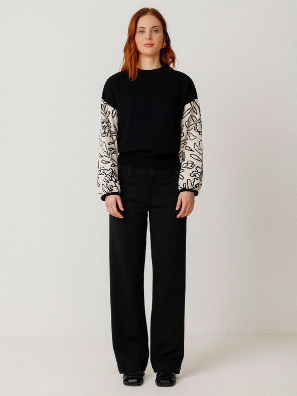 SKFK SKFK Suéter Aitza Krémovo-čierny dámsky svetrík