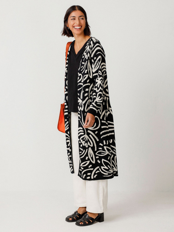 SKFK SKFK Suéter Kasandra Cream and Black Dámsky kvetinový sveter