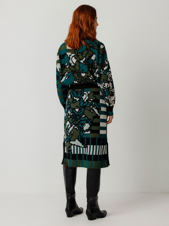 SKFK Zelená dámska kvetinová sukňa SKFK Falda Alda