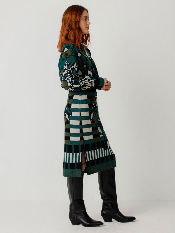 SKFK Zelená dámska kvetinová sukňa SKFK Falda Alda