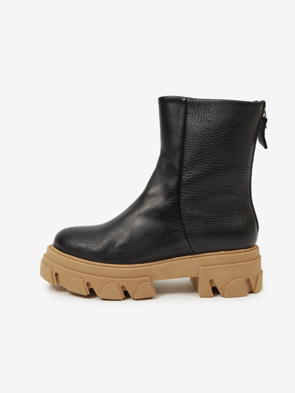 Steve Madden Čierne kožené členkové topánky Steve Madden Maryann