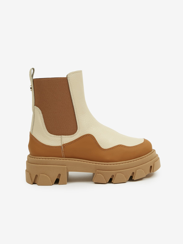Steve Madden Hnedé a béžové dámske kožené členkové topánky Steve Madden Merilyn