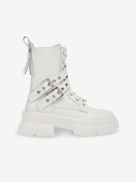 Steve Madden Biele dámske kožené členkové čižmy Steve Madden Traction Bootie