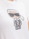 Karl Lagerfeld Biele dámske vzorované tričko KARL LAGERFELD