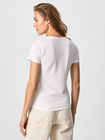 Pepe Jeans Biele dámske tričko s kamienkami Pepe Jeans Beatrice