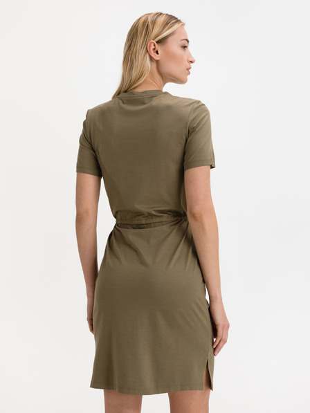 SuperDry Khaki Dámske krátke šaty so šnúrkou v páse SuperDry