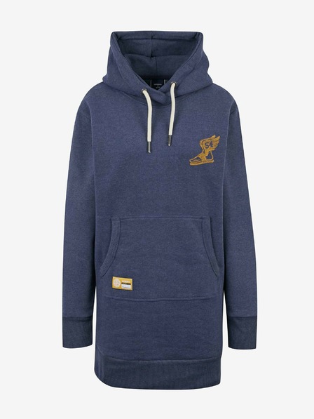 SuperDry Modré dámske mikinové šaty s potlačou na chrbte Superdry