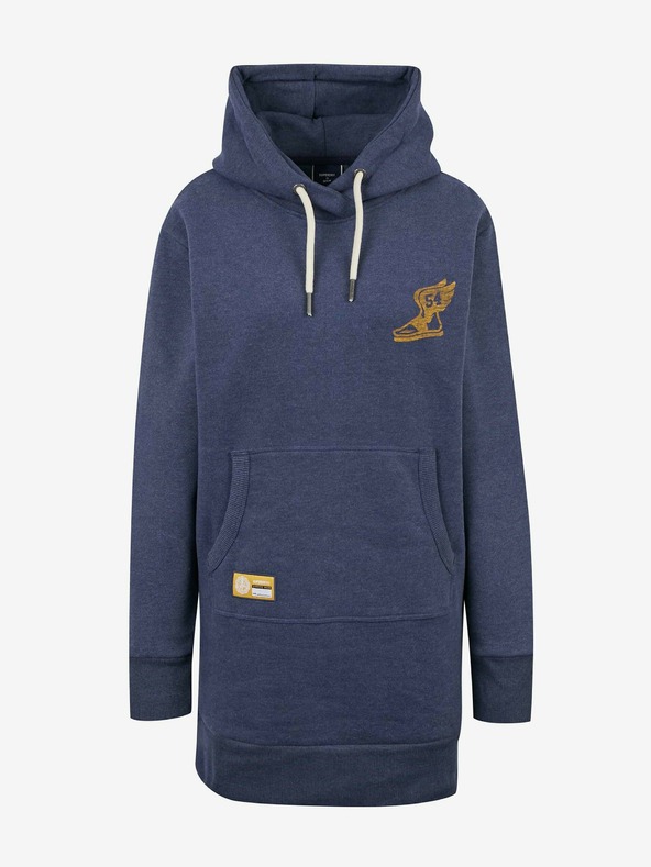 SuperDry Modré dámske mikinové šaty s potlačou na chrbte Superdry