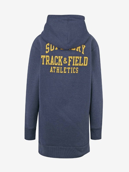 SuperDry Modré dámske mikinové šaty s potlačou na chrbte Superdry