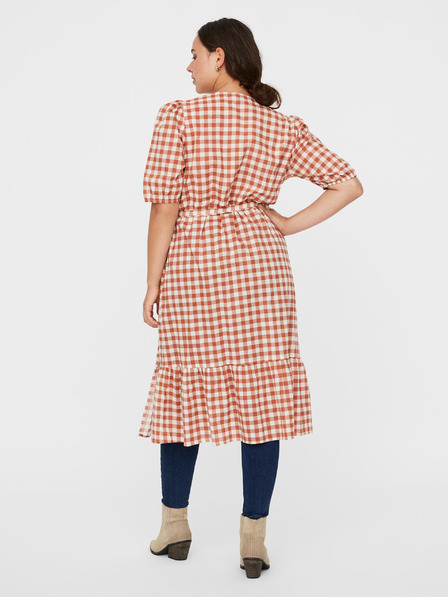 Vero Moda Curve Hnedé kockované zavinovacie šaty VERO MODA CURVE Tamitta