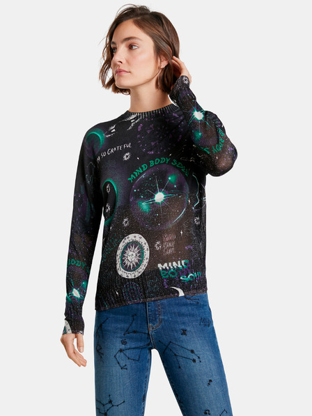 Desigual Čierny dámsky vzorovaný sveter Desigual Toronto