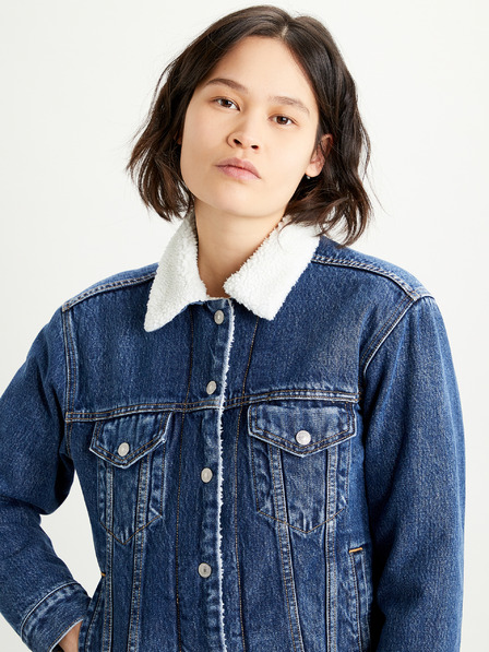 Levi's® Modrá dámska džínsová bunda Levi's® s umelou kožušinou