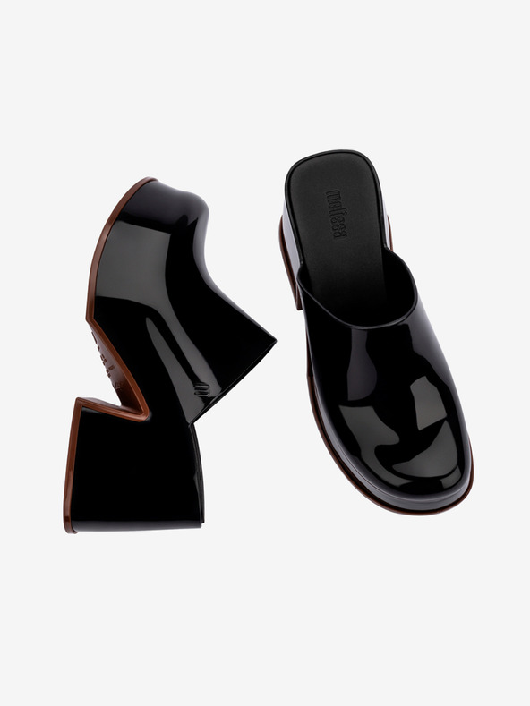 Melissa Čierne dámske papuče na podpätku Melissa Mia