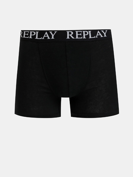 Replay Súprava dvoch boxeriek v čiernej a modrej farbe Replay