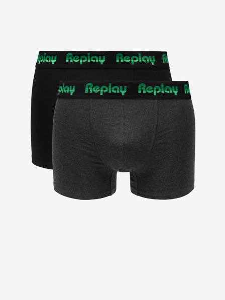Replay Súprava dvoch boxeriek čiernej a sivej farby Replay
