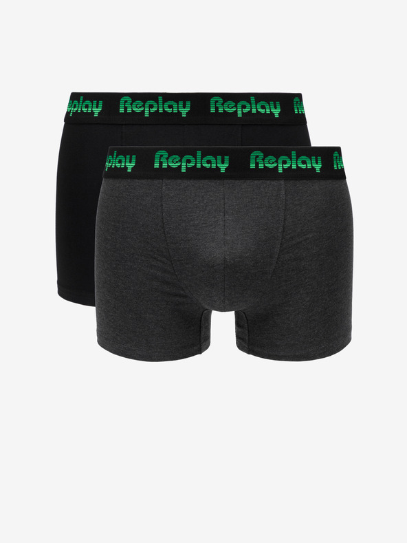 Replay Súprava dvoch boxeriek čiernej a sivej farby Replay