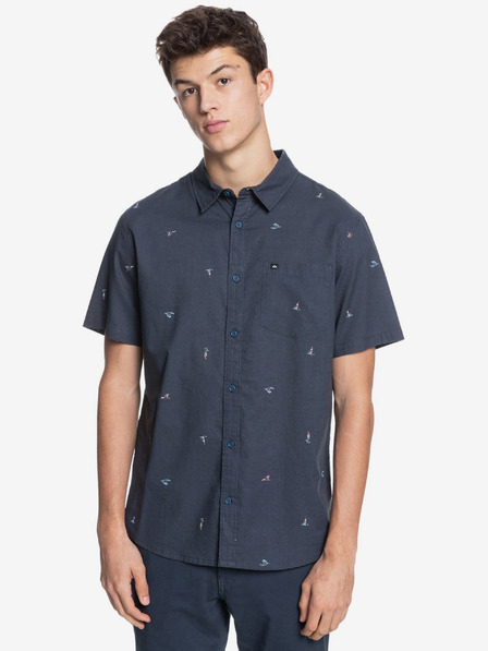 Quiksilver Tmavomodré pánske vzorované tričko s krátkym rukávom Quiksilver