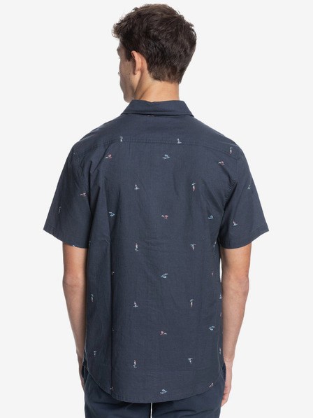 Quiksilver Tmavomodré pánske vzorované tričko s krátkym rukávom Quiksilver