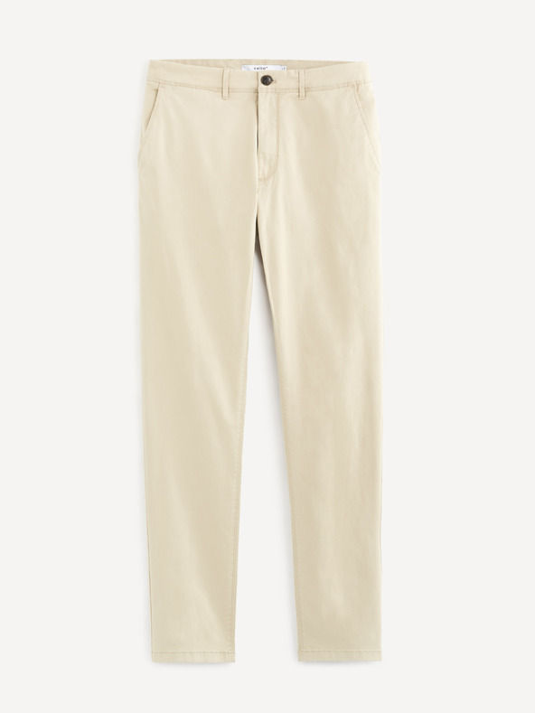 Celio Krémové chino nohavice Celio Roprime