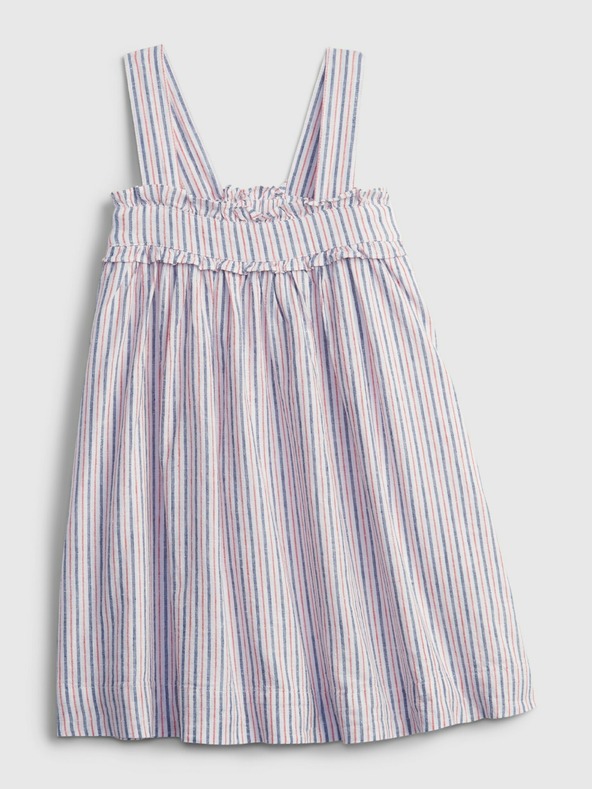GAP Baby ľanové pruhované šaty GAP