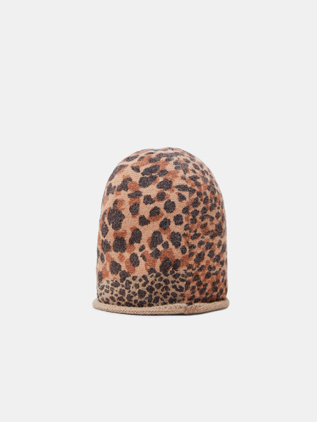 Desigual Hnedá dámska čiapka Desigual Animal Patch Gorro s leopardím vzorom
