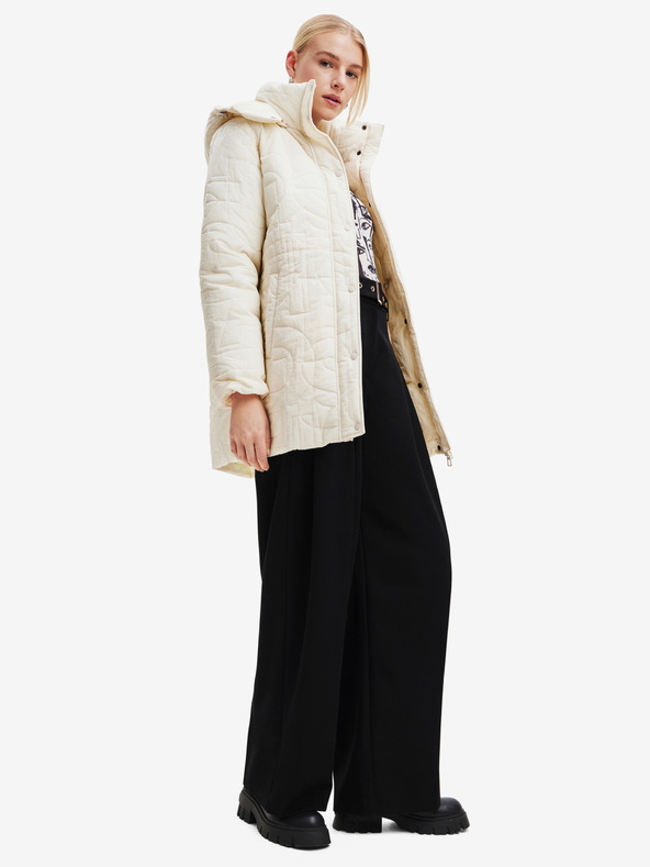 Desigual Krémová Desigual dámska zimná bunda Tulip