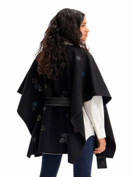 Desigual Čierne dámske vzorované pončo Desigual Threadflor Milan
