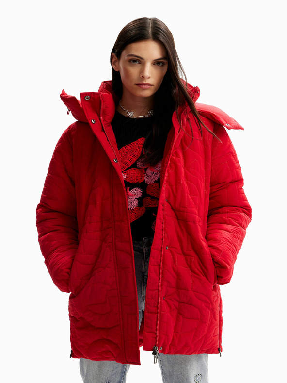 Desigual Červená dámska zimná bunda Desigual Tulip