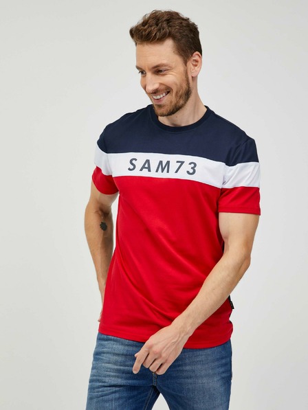 Sam 73 Modro-červené pánske tričko SAM 73 Kavix