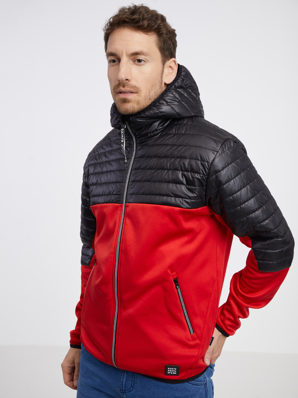 Sam 73 Čierno-červená pánska ľahká prešívaná bunda SAM 73 Vader