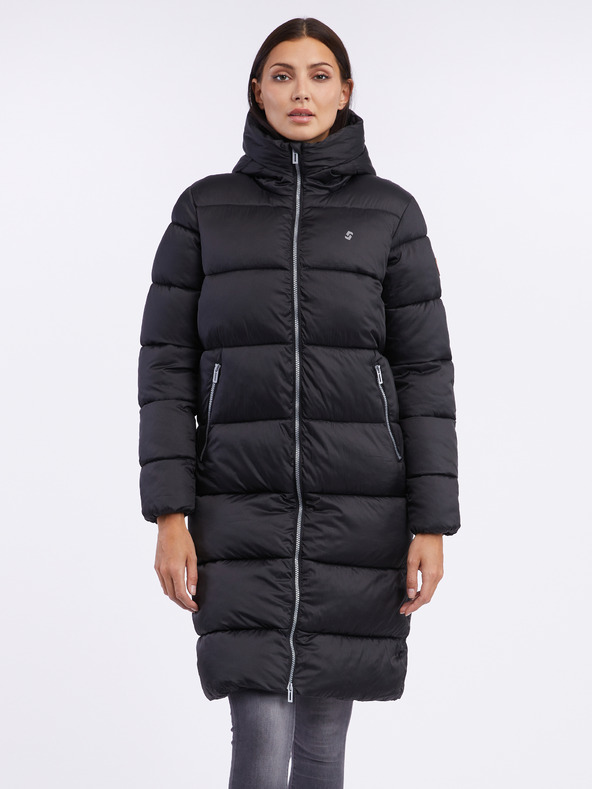 Sam 73 Čierny dámsky zimný prešívaný kabát SAM 73 Hedvika