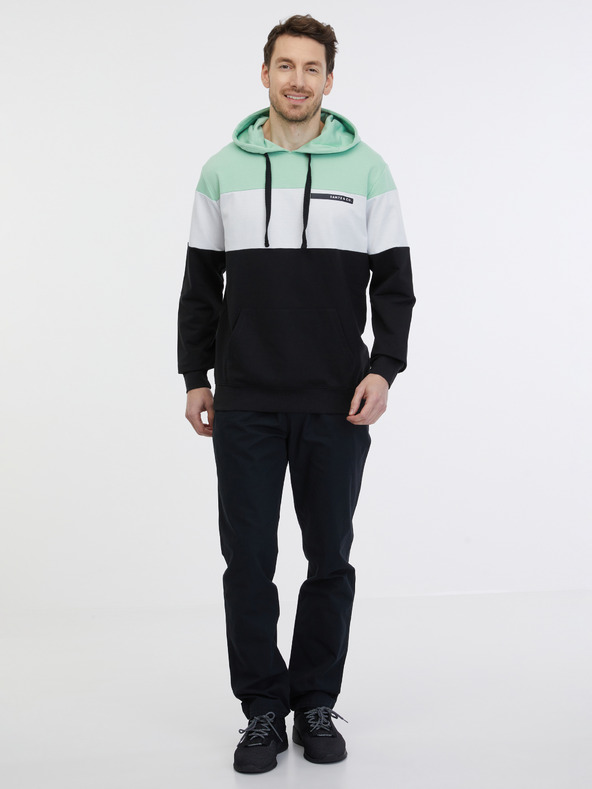Sam 73 Zeleno-čierna pánska mikina s kapucňou SAM 73 Gerado