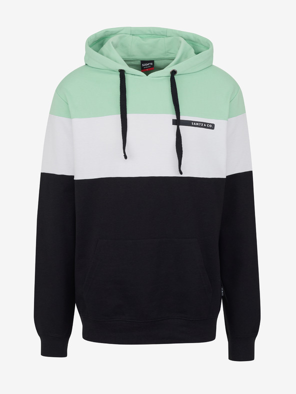 Sam 73 Zeleno-čierna pánska mikina s kapucňou SAM 73 Gerado