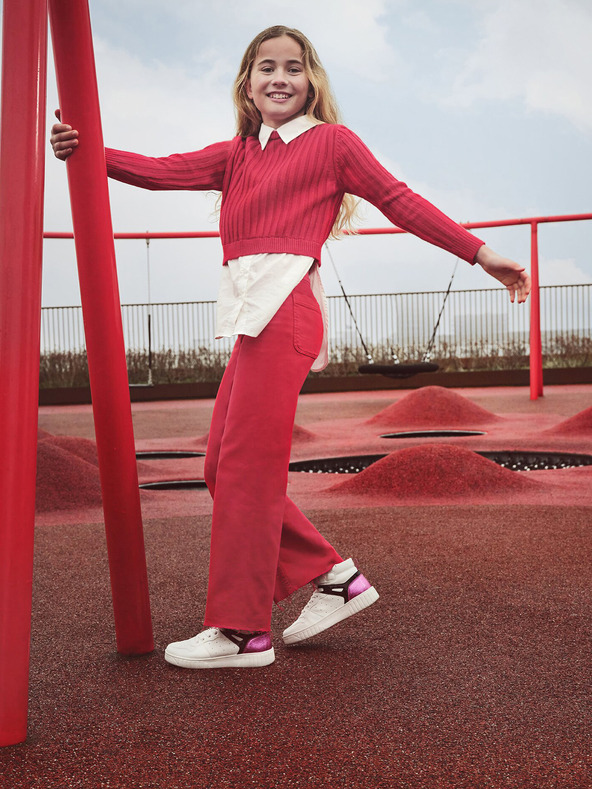 Geox Biele dievčenské členkové topánky Geox Mikiroshi