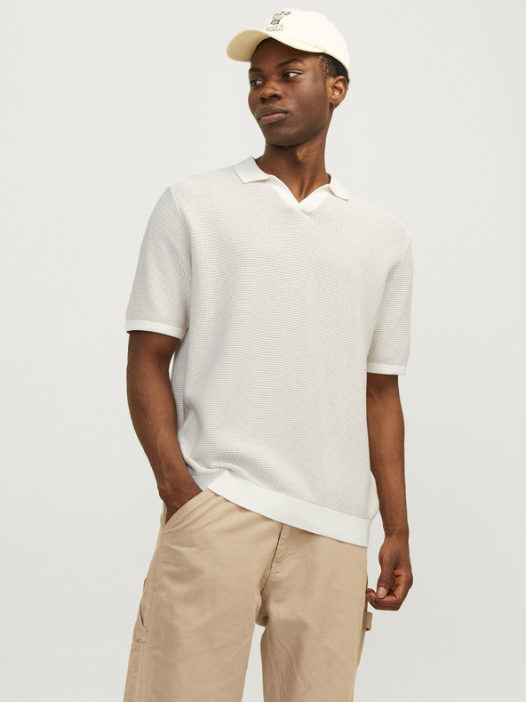 Jack & Jones Béžová pánska polokošeľa Jack & Jones Mykonos