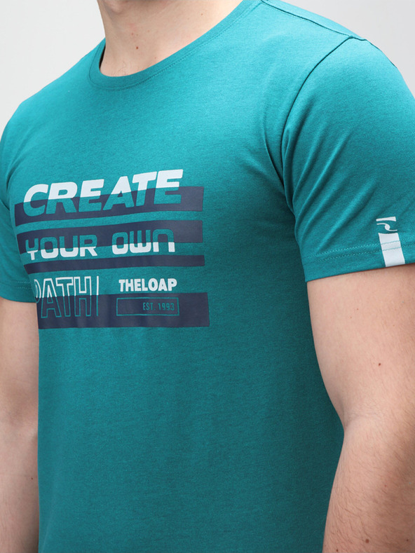 Loap Pánske petrolejové tričko s potlačou LOAP BENUL