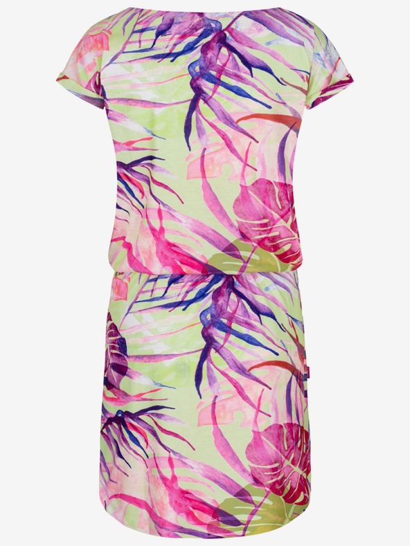 Loap Zeleno-ružové dámske letné šaty s tropickým vzorom LOAP ANUMA