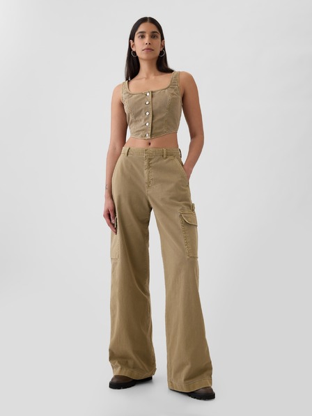 GAP Nohavice s vreckami Baggy Khaki Cargo GAP