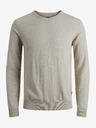 Jack & Jones Béžový pánsky žíhaný základný sveter Jack & Jones Emil