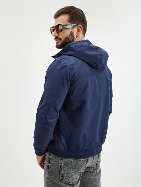 Jack & Jones Tmavomodrá pánska ľahká bunda Jack & Jones Rush s kapucňou