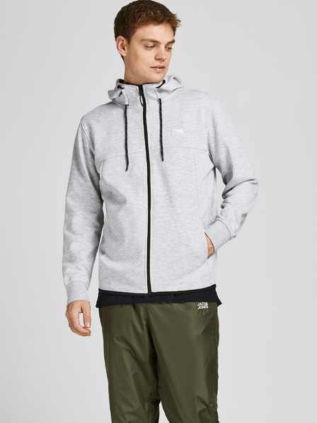 Jack & Jones Svetlošedá pánska mikina Jack & Jones Air s kapucňou na zips