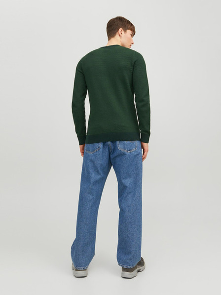 Jack & Jones Tmavozelený pánsky sveter Jack & Jones Atlas so vzorom