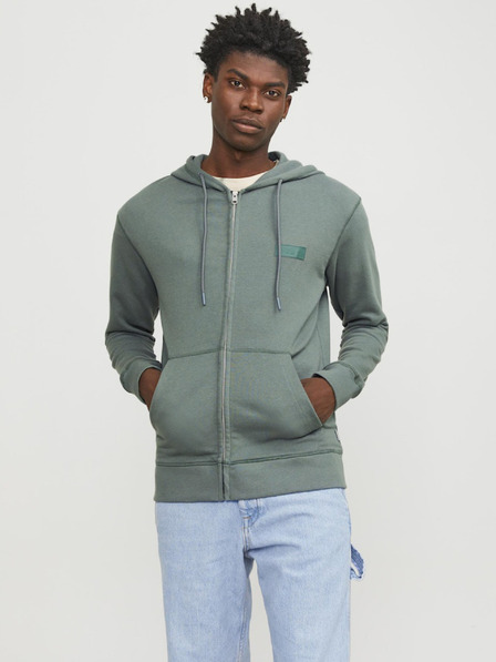 Jack & Jones Zelená pánska mikina Jack & Jones Faded Zip Hoodie