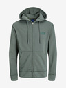 Jack & Jones Zelená pánska mikina Jack & Jones Faded Zip Hoodie