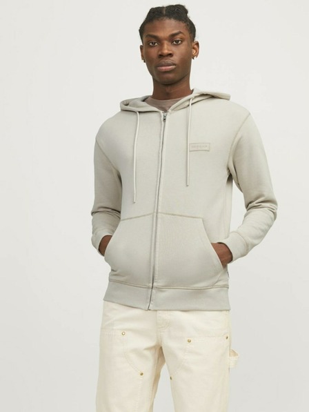 Jack & Jones Béžová pánska mikina Jack & Jones Faded Zip Hoodie