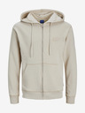Jack & Jones Béžová pánska mikina Jack & Jones Faded Zip Hoodie