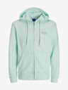 Jack & Jones Svetlozelená pánska mikina Jack & Jones Faded s kapucňou na zips